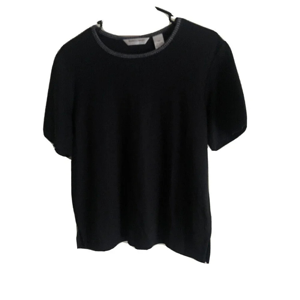 Drapers & Damons Petites Womens Black Short Sleeve Shirt PM